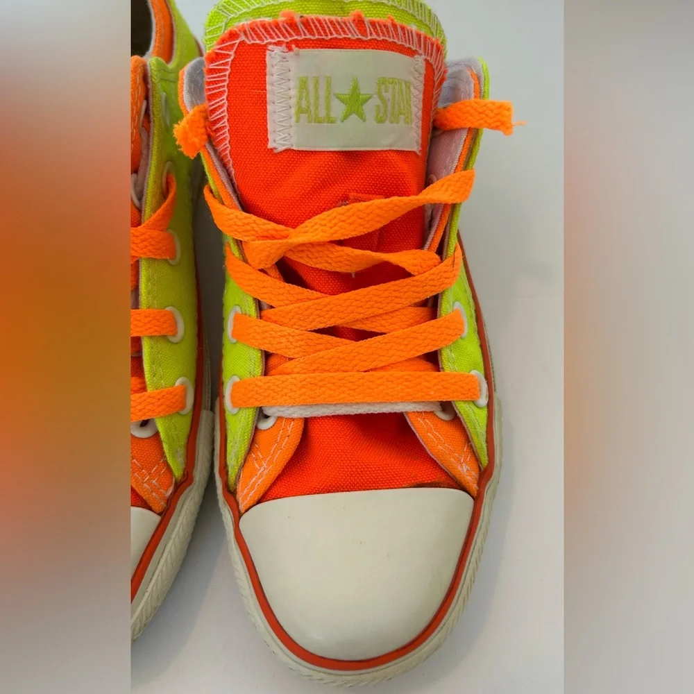 Converse All-Star Double Tongue Neon‎ Pink/Green/Orange Kid Size 3